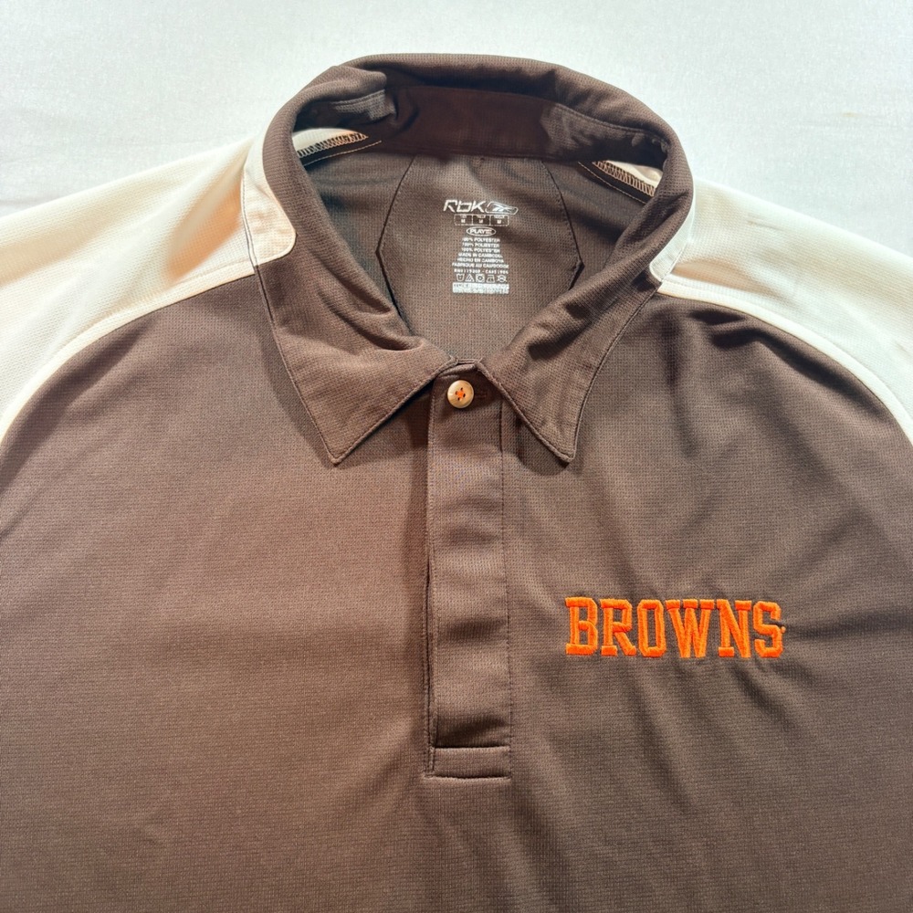 Reebok Cleveland Browns NFL Polo Shirt Mens Medium Brown PlayDry Performance